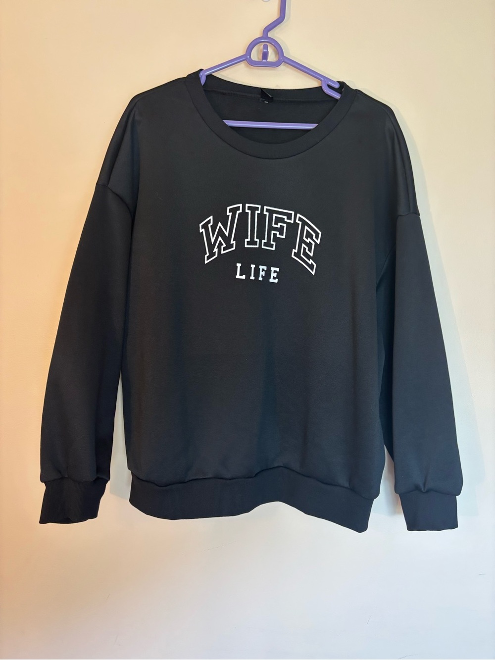 SHEIN Black 'WIFE LIFE' Graphic Crewneck Sweatshirt